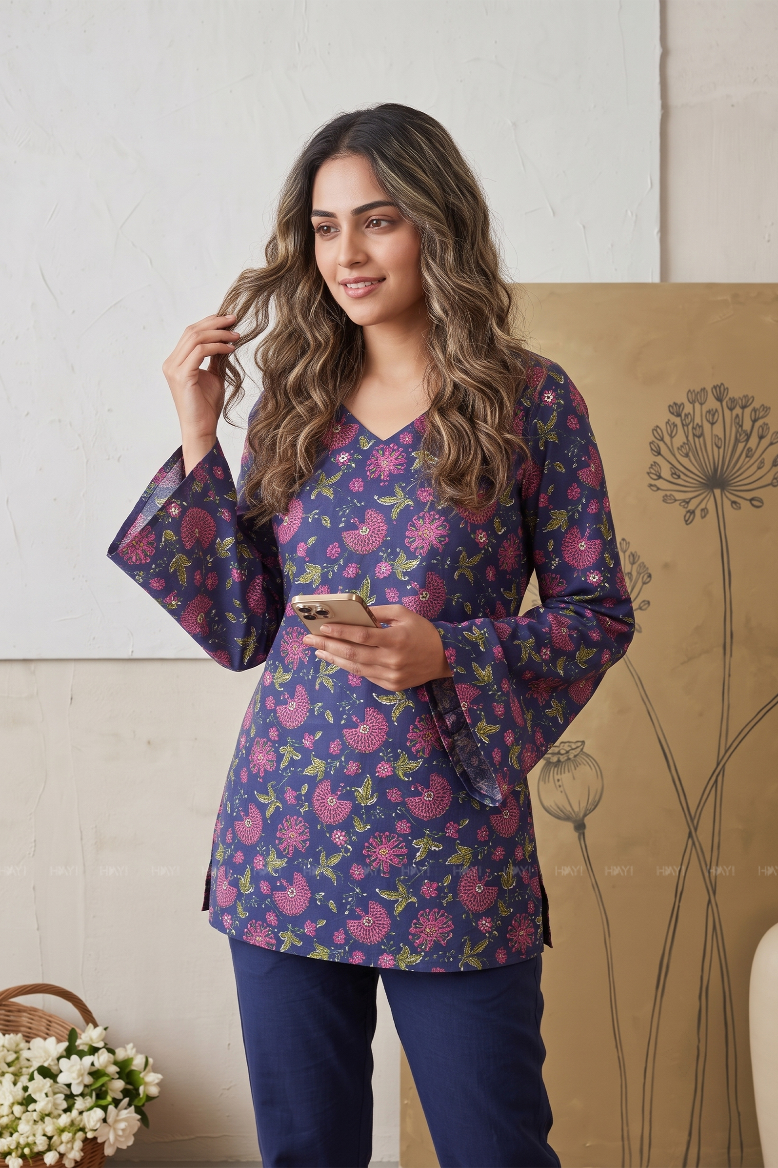 Mulberry Muse  Printed Short Kurta