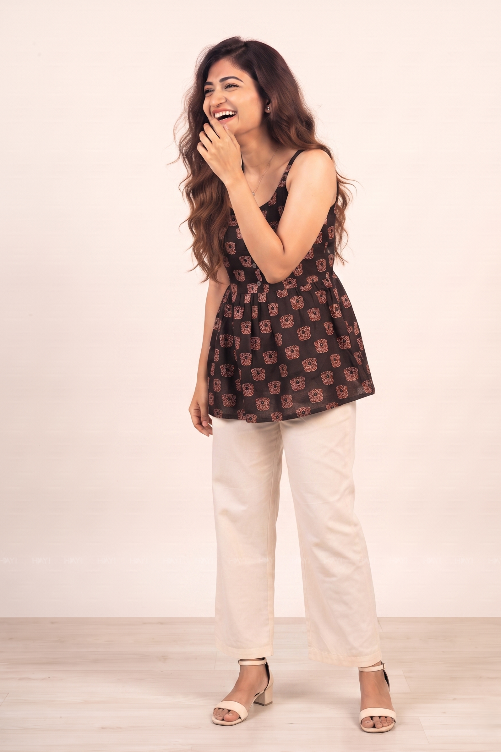Burnt Coral Printed Short Kurta