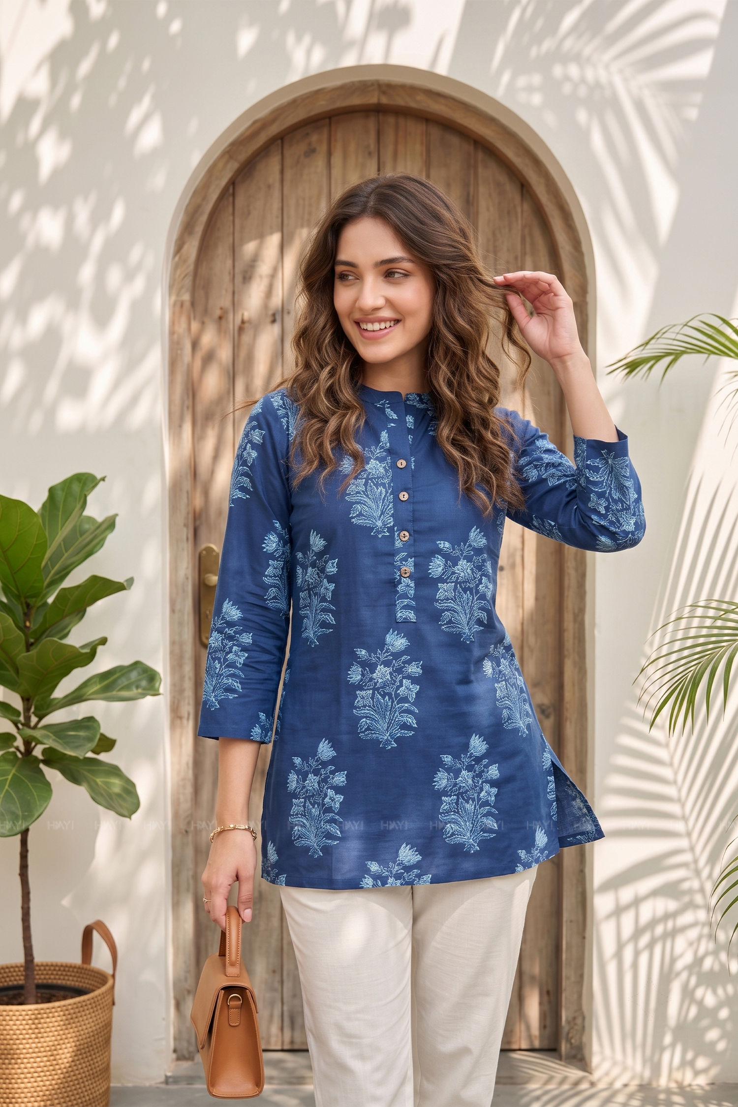 Indigo Bloom Printed Short Kurta