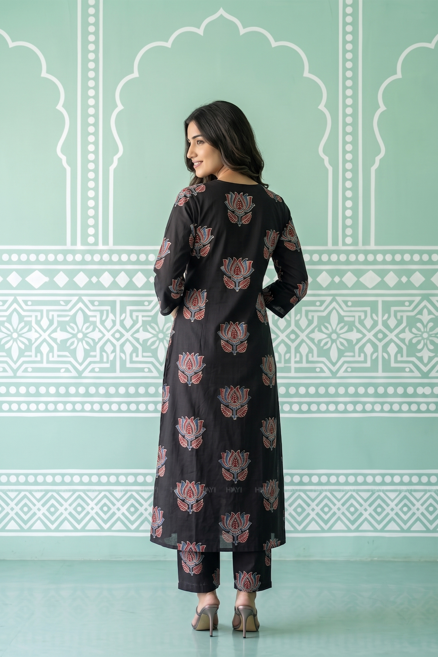 Ember Lotus Black Floral Printed Co-ord set