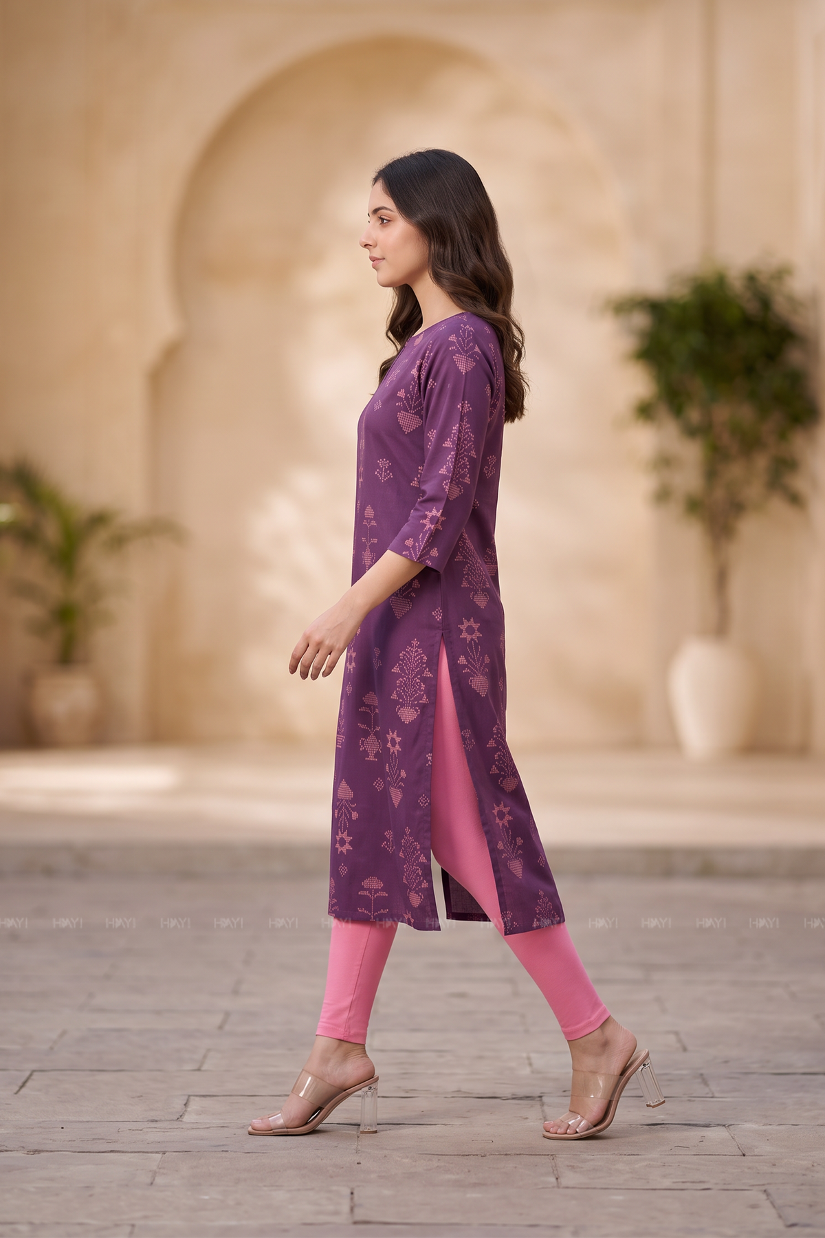 Vionora Violet Printed Viscose Kurta