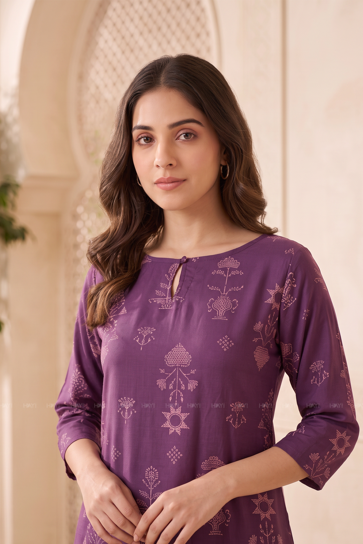 Vionora Violet Printed Viscose Kurta