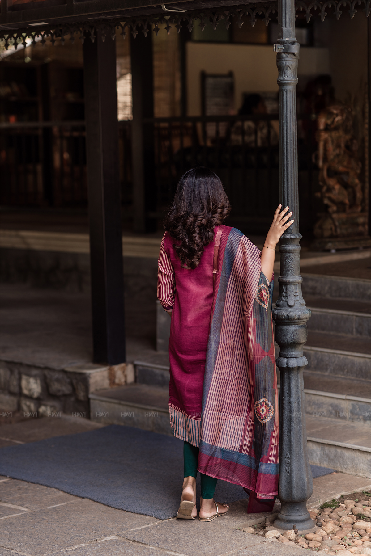 Rustic Grace Red 2 Piece Shimmer Tissue Blend Placement Printed Kurta with Dupatta