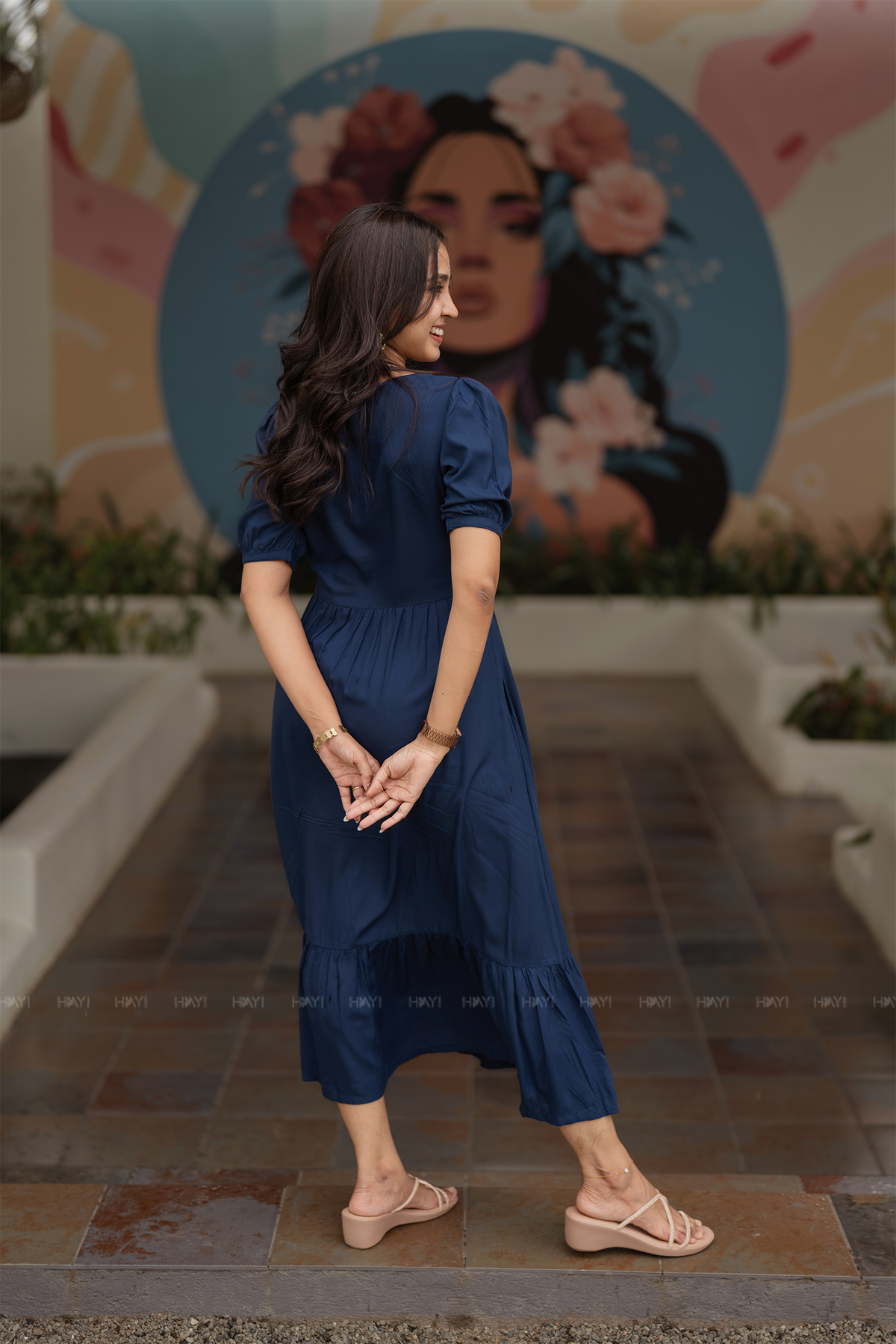 Mystic Indigo Flora Printed Dress
