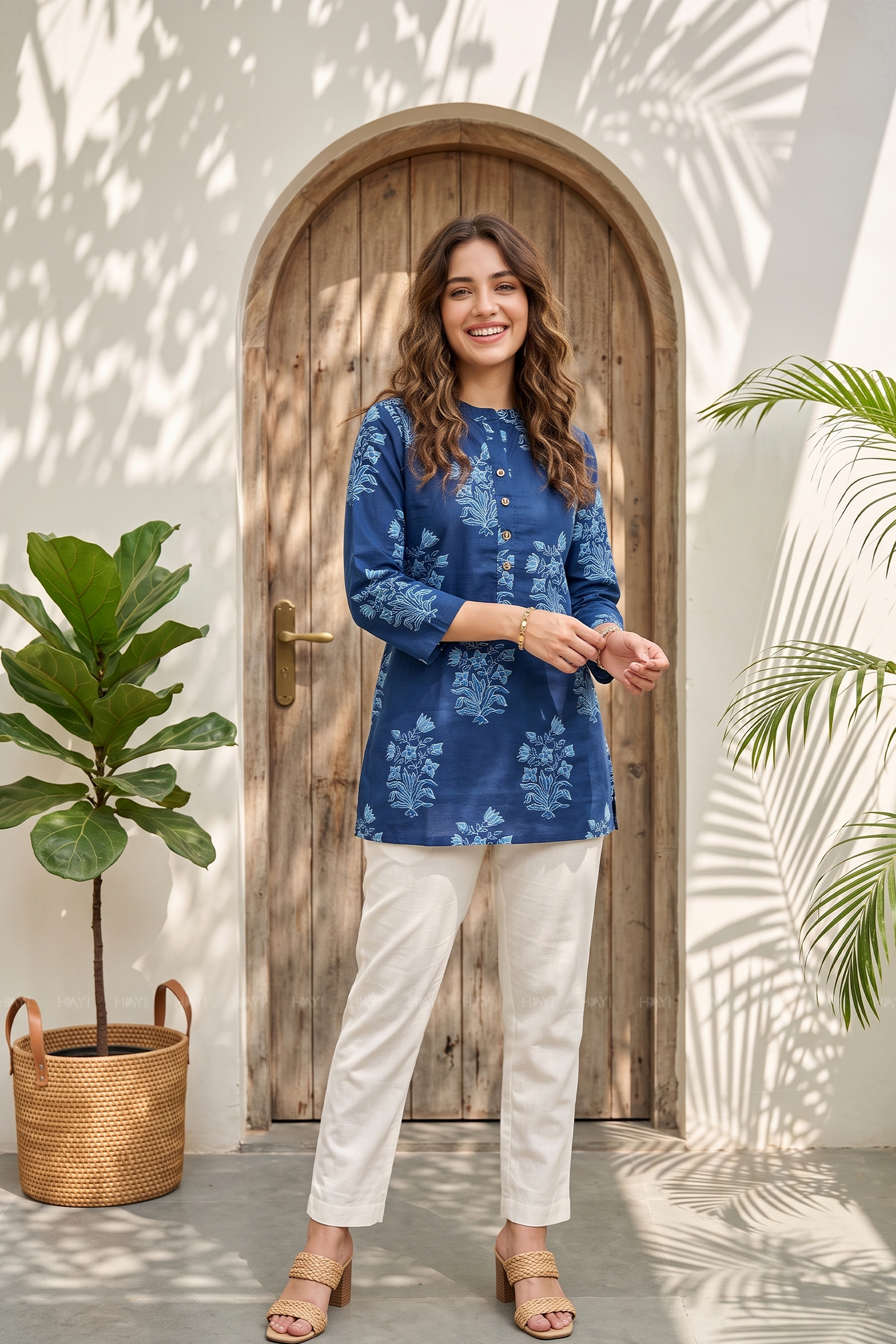Indigo Bloom Printed Short Kurta
