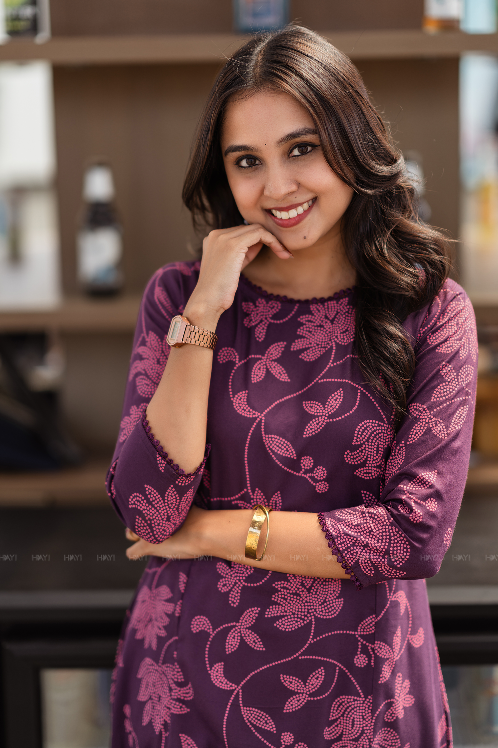 Mystic Dot Petal Purple Viscose Printed A-Line Dress