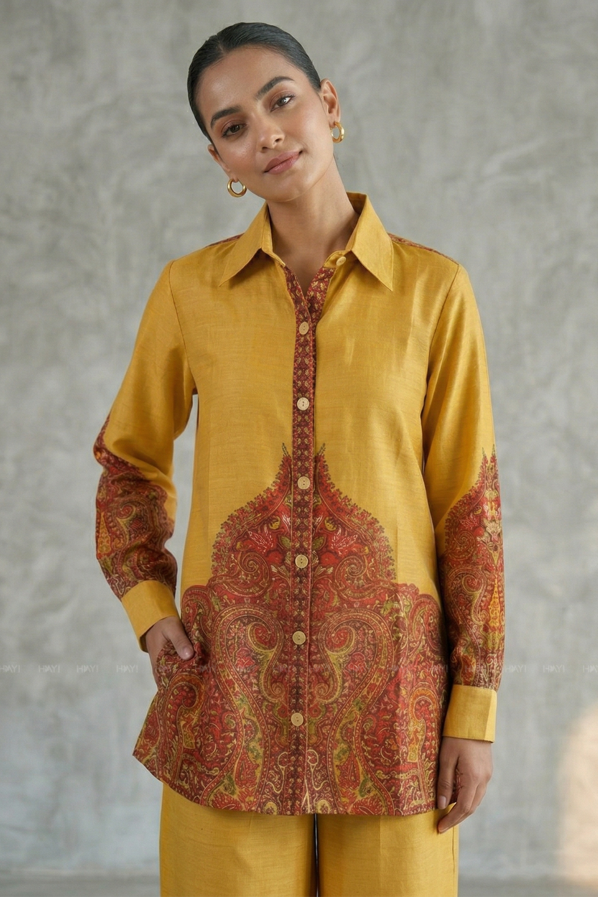 Amber Heritage Yellow Printed Cotton Co-ords Set