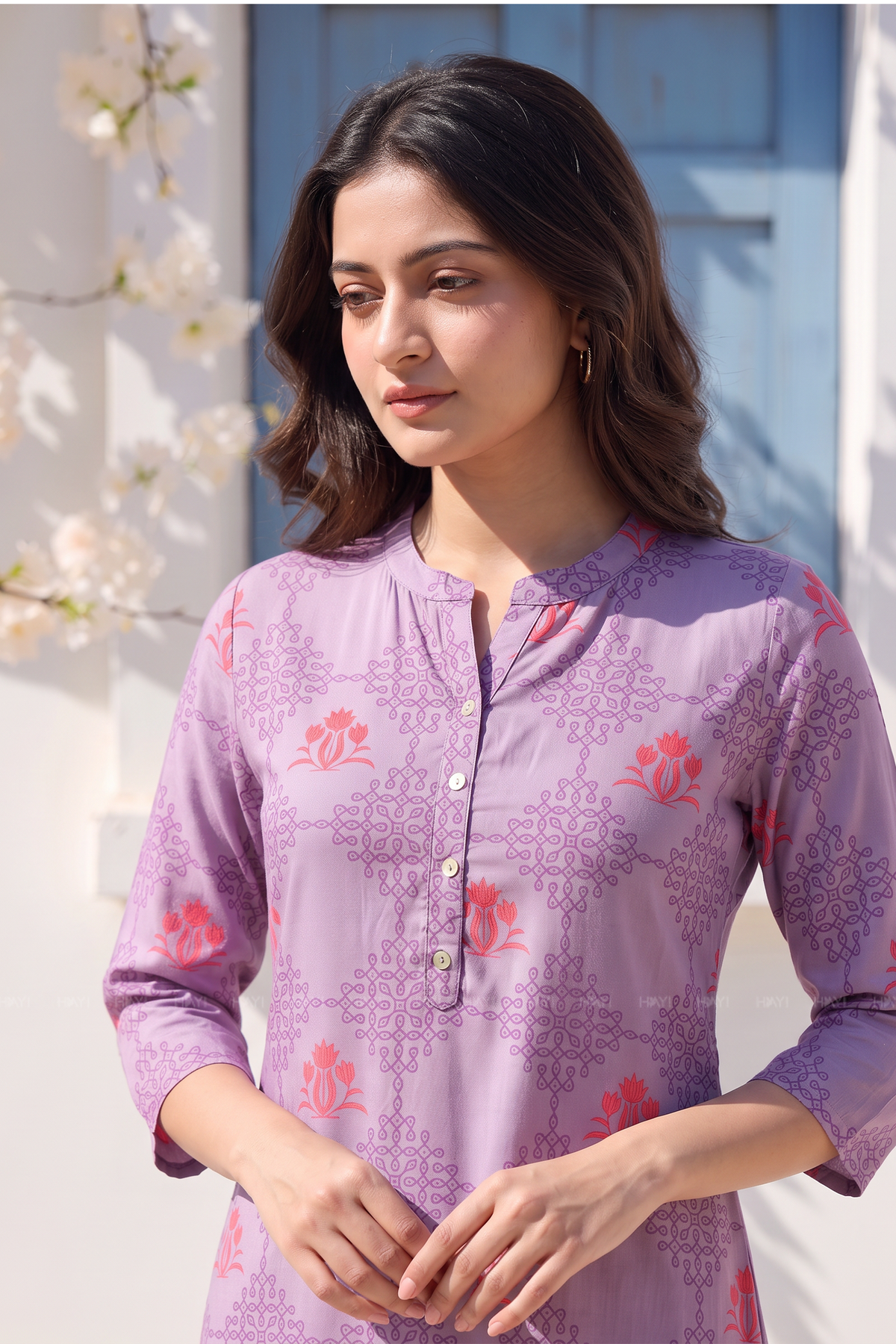 Floral Reverie Lavender Viscose Printed Kurta
