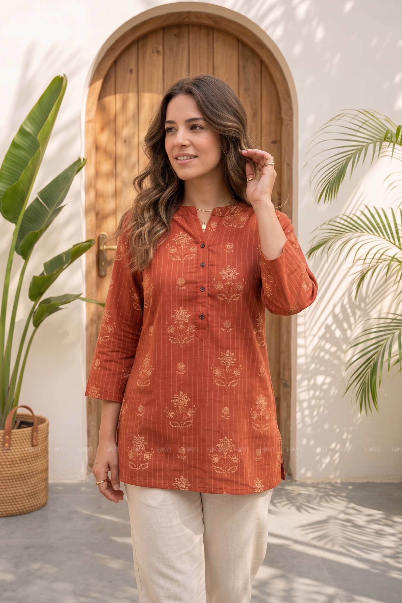 Rustic Blossom Printed Short Kurta