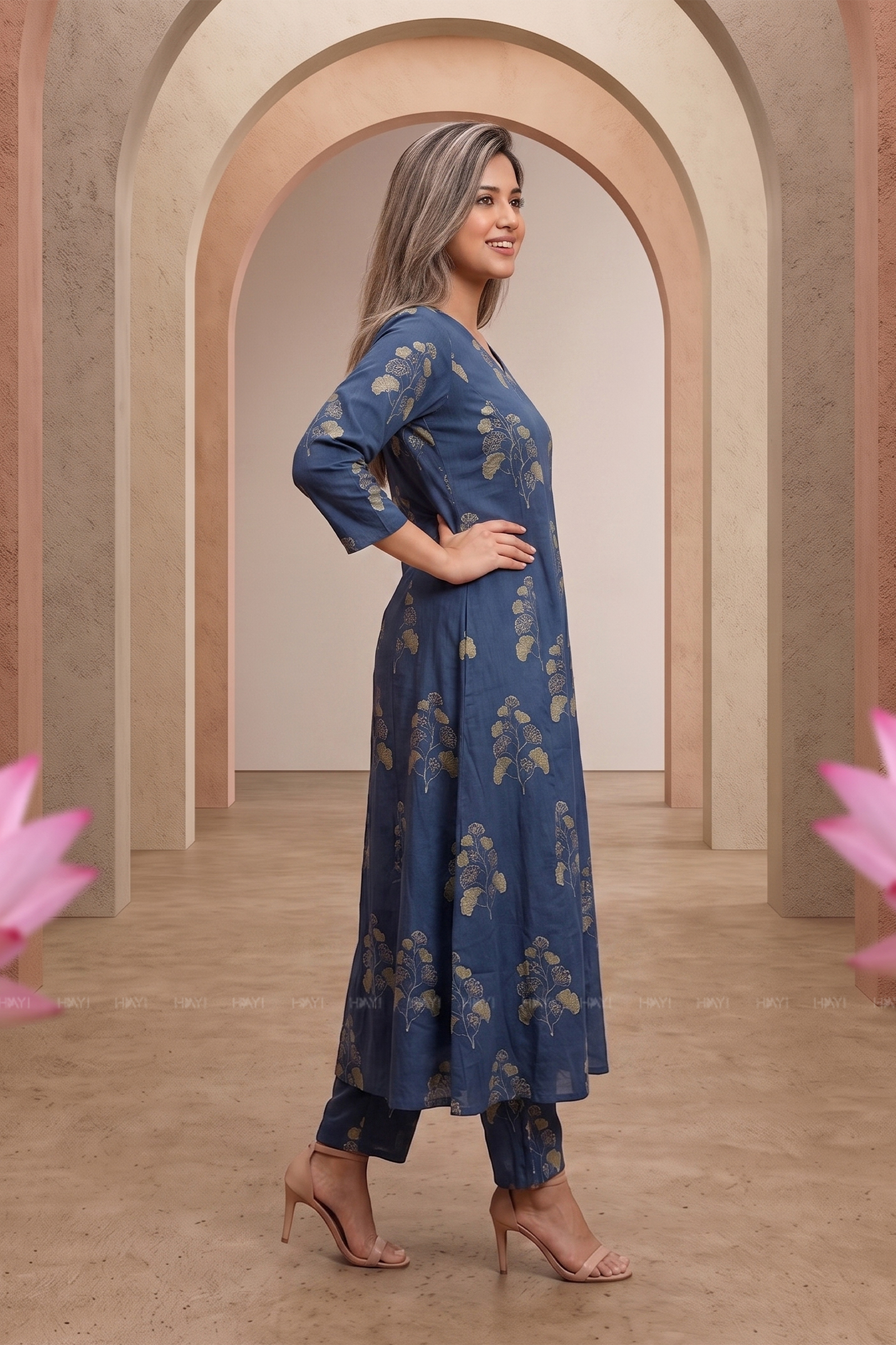 Ginko Charm Blue Printed Co-ord Set