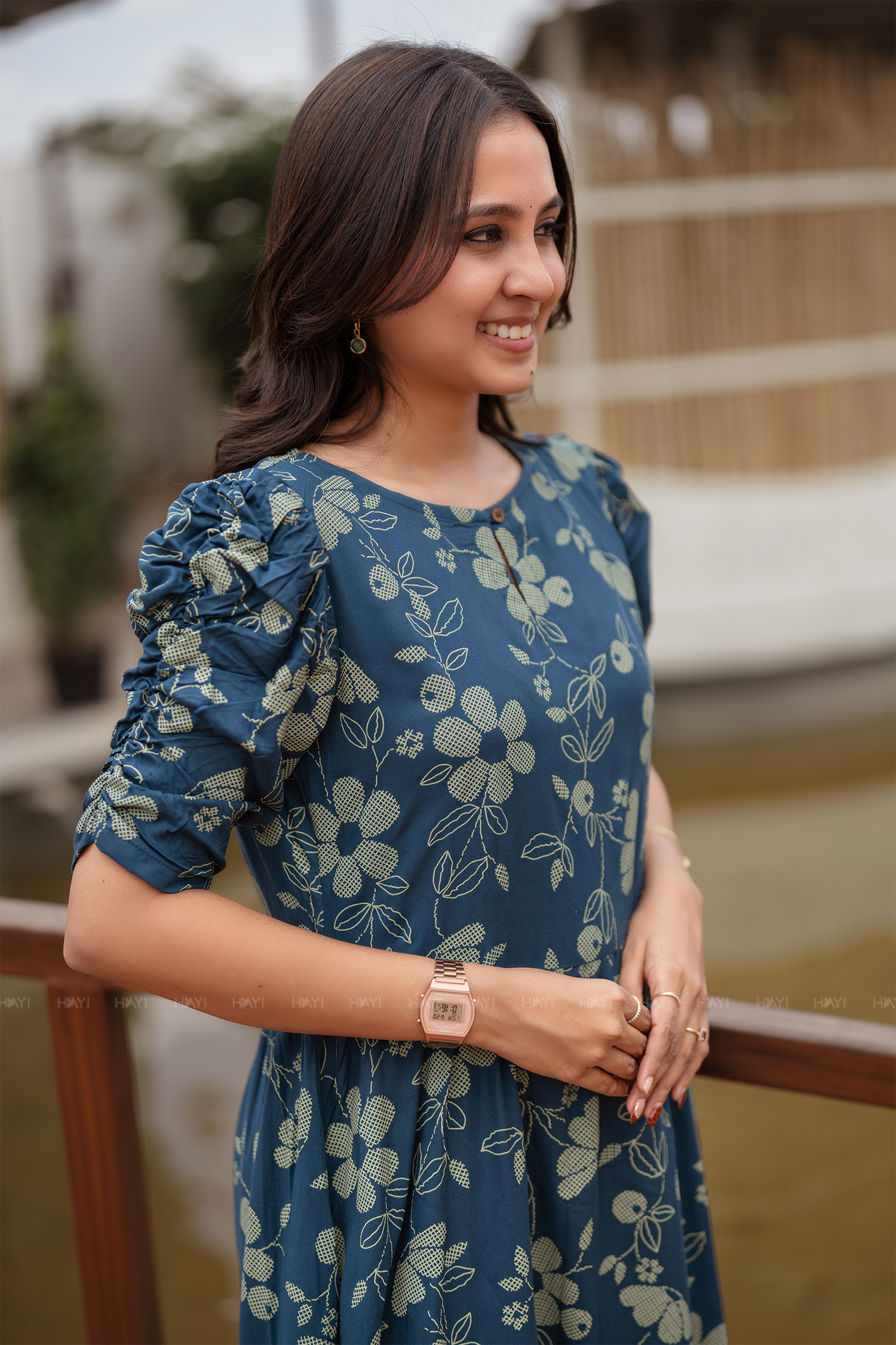 Sage Meadow Floral Printed Umbrella Outfit