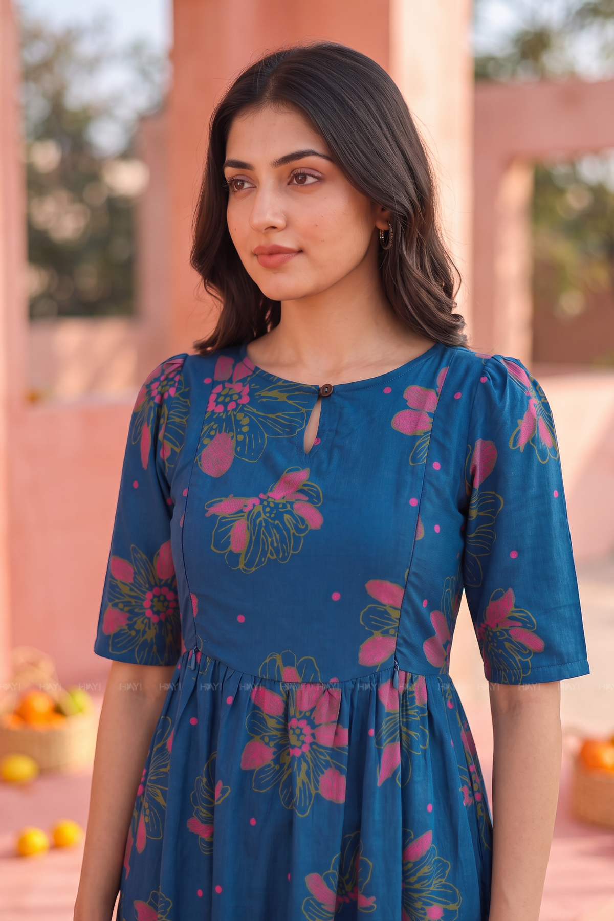 Bloom Tide Teal Floral Printed Maternity Maxi Dress