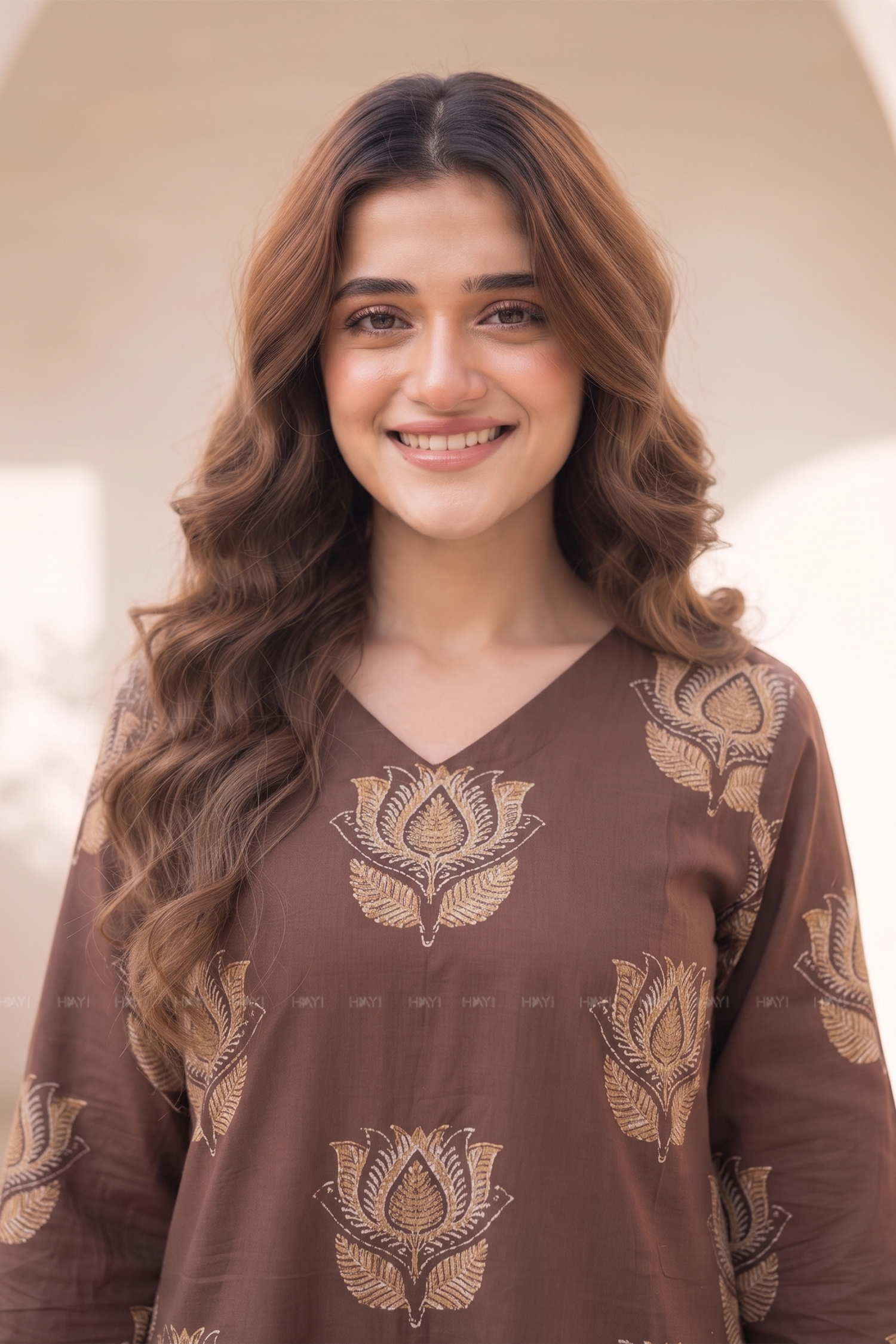 Rustic Lotus brown Printed Co-ord Set