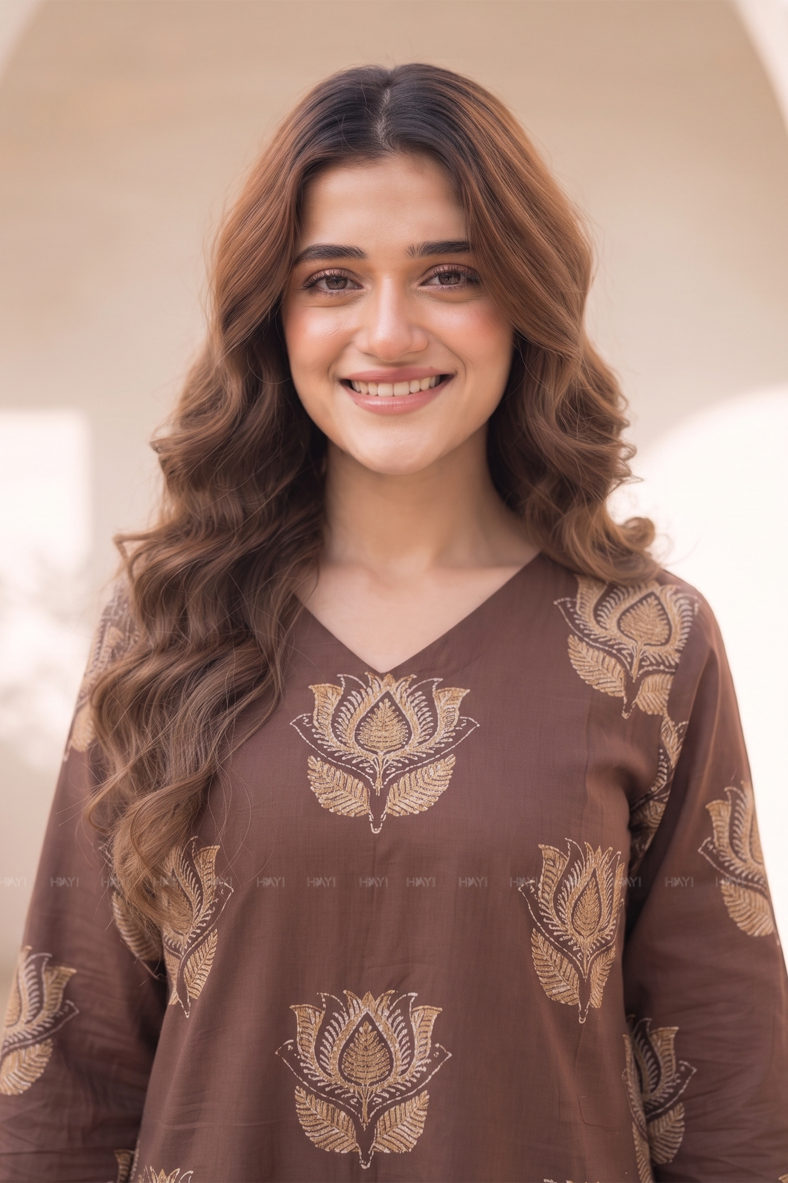 Rustic Lotus brown Printed Co-ord Set