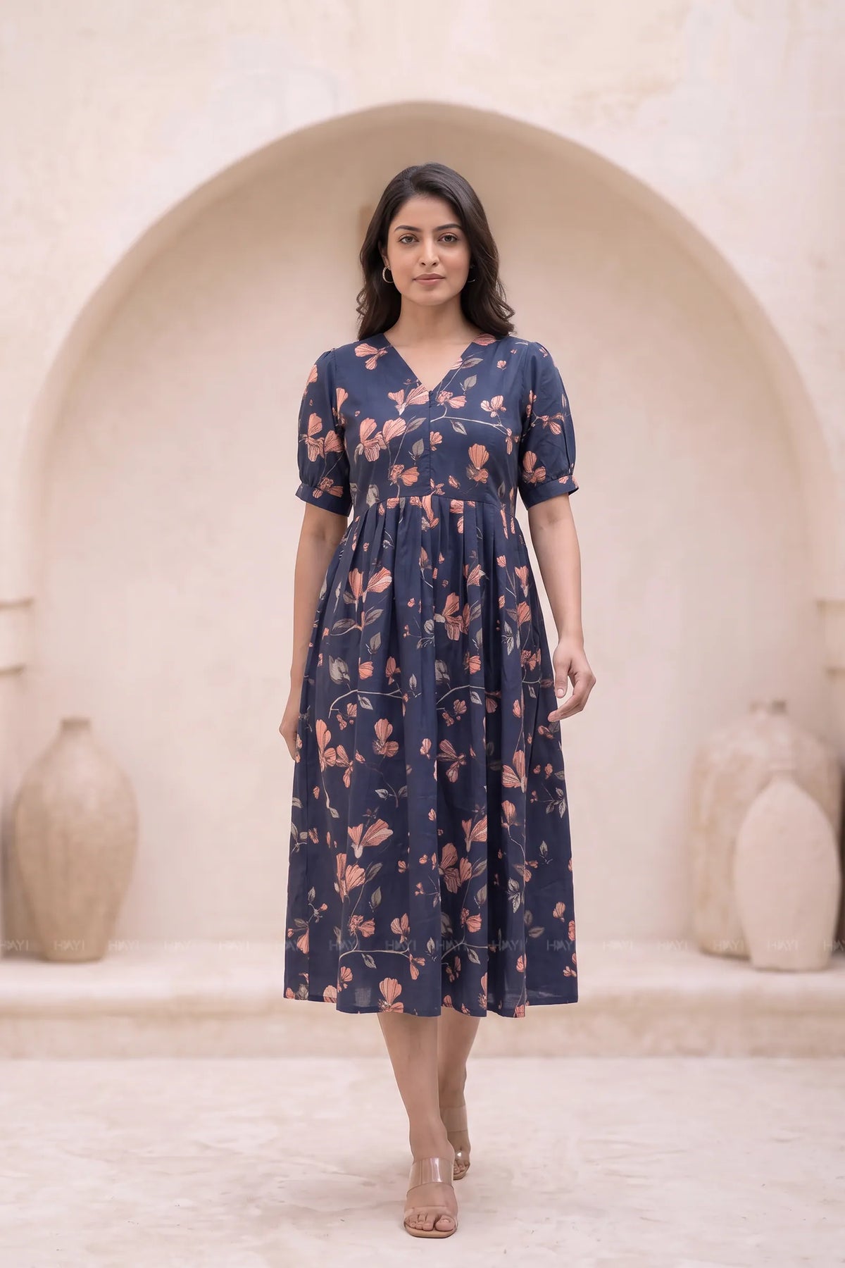 Calista Fern Navy Printed Maternity Maxi Dress