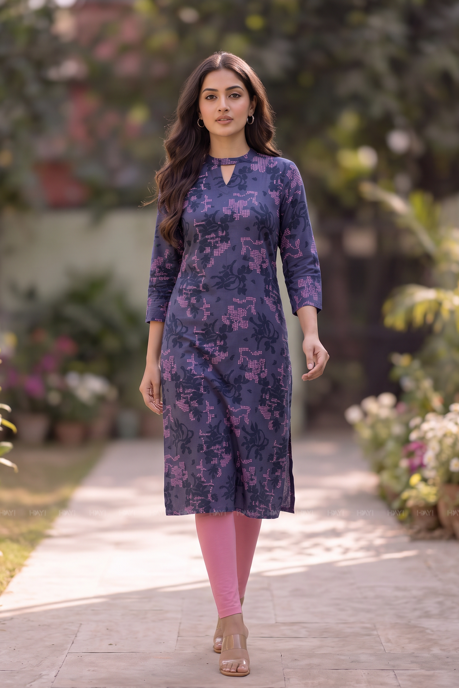 Blue Whisper Floral Kurti Viscose Kurta