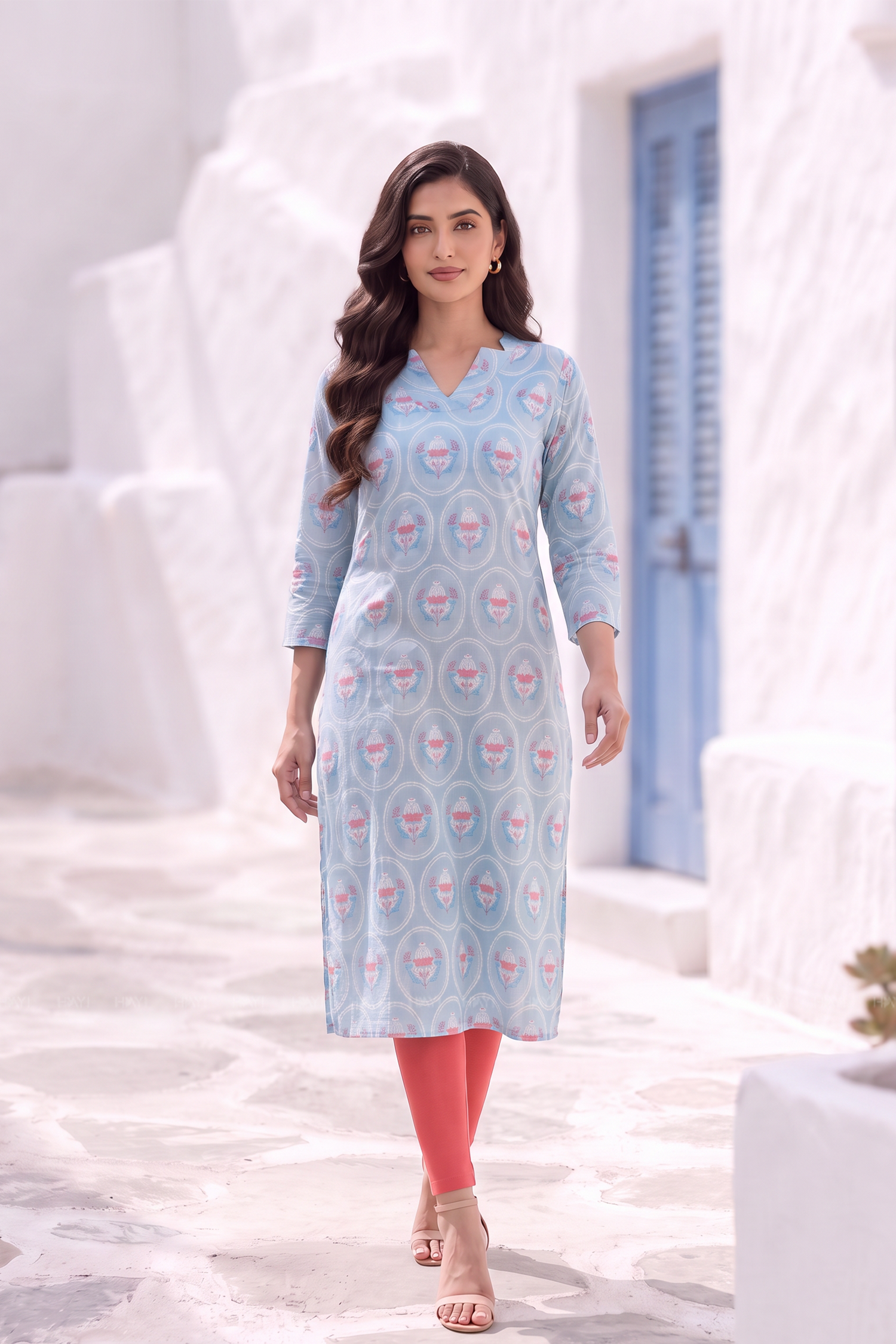 Sky Garden Floral Viscose Kurti  Viscose Kurta