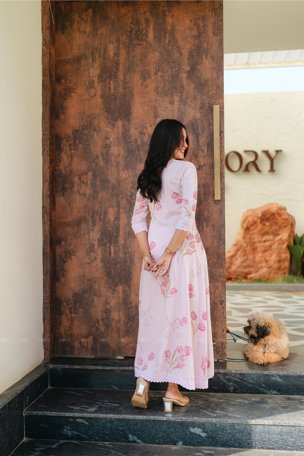 Rosey Tale Printed Pink Umbrella Outfit