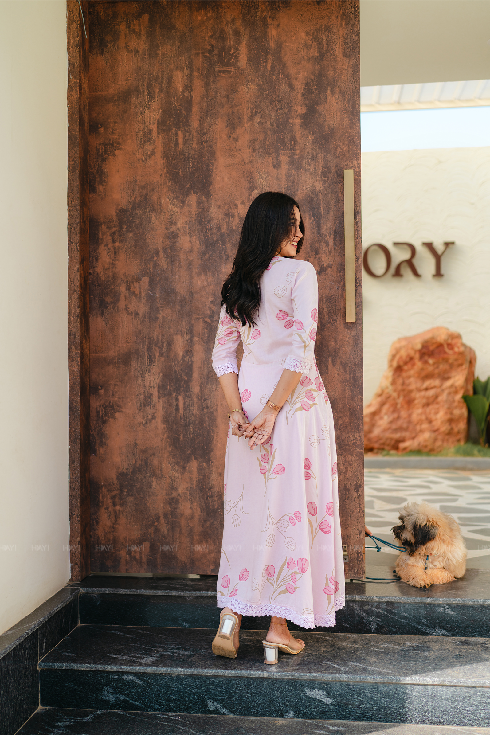 Rosey Tale Printed Pink Umbrella Outfit
