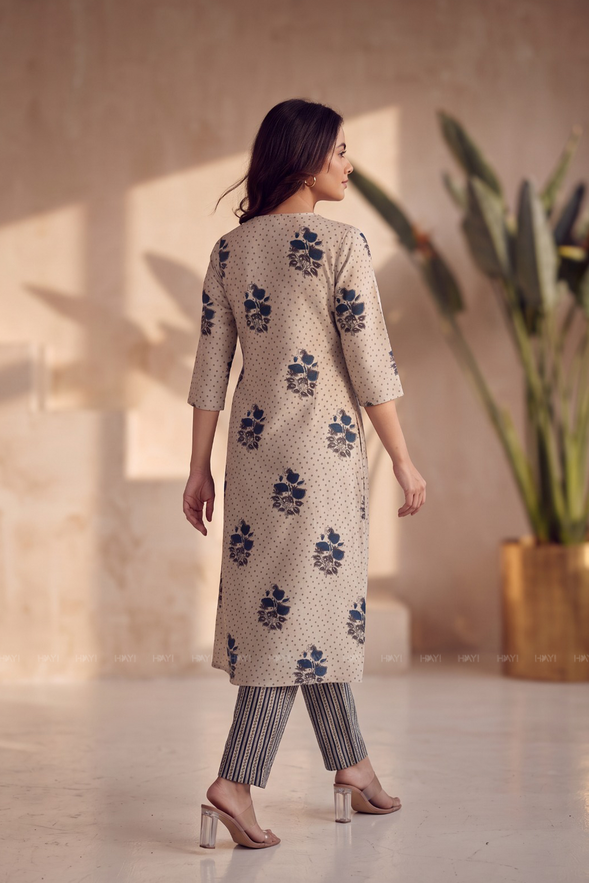 Cobalt Blossom White and Blue Silk Blend Printed Co-ord Set