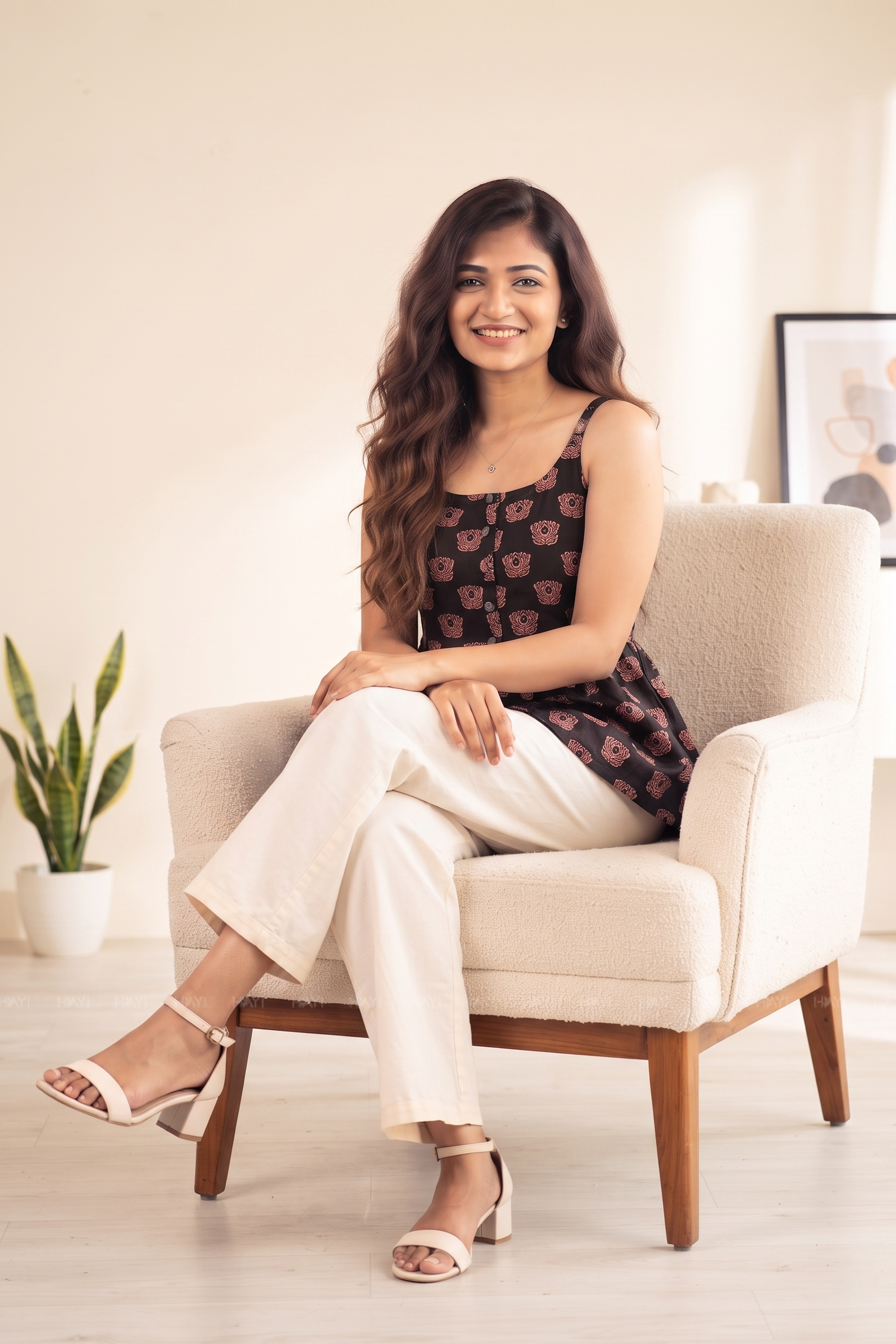 Burnt Coral Printed Short Kurta