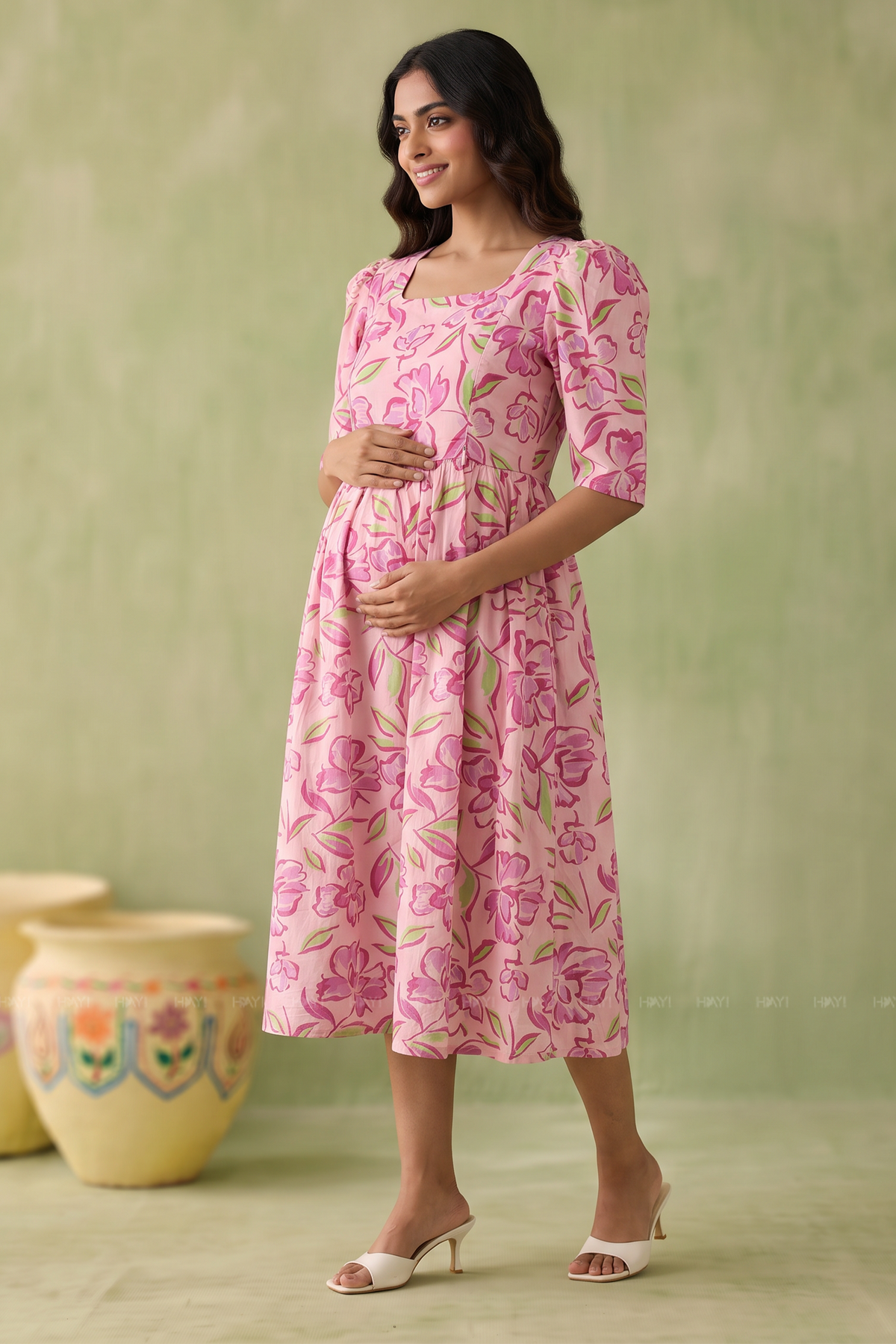 Petal Poise Printed Maternity Wear