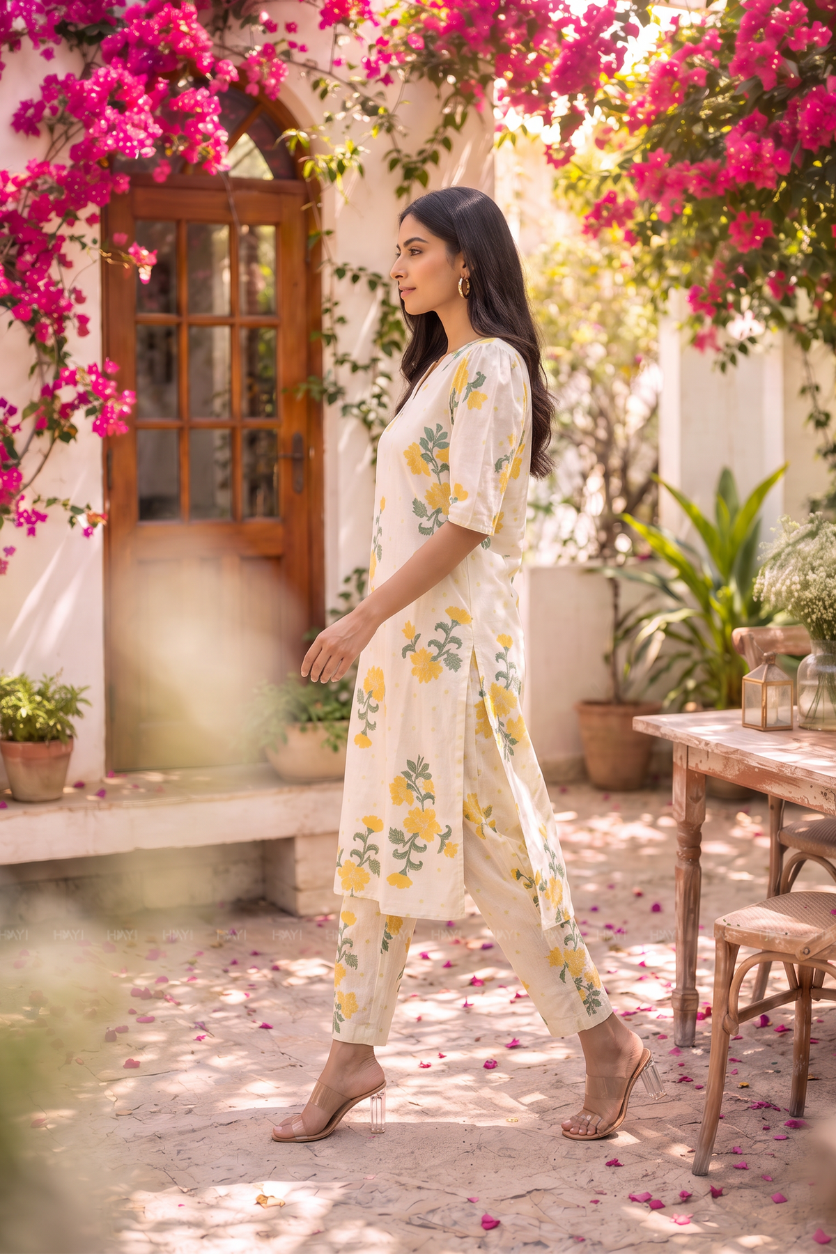 Meadowray Beige Printed Elegant Ensemble