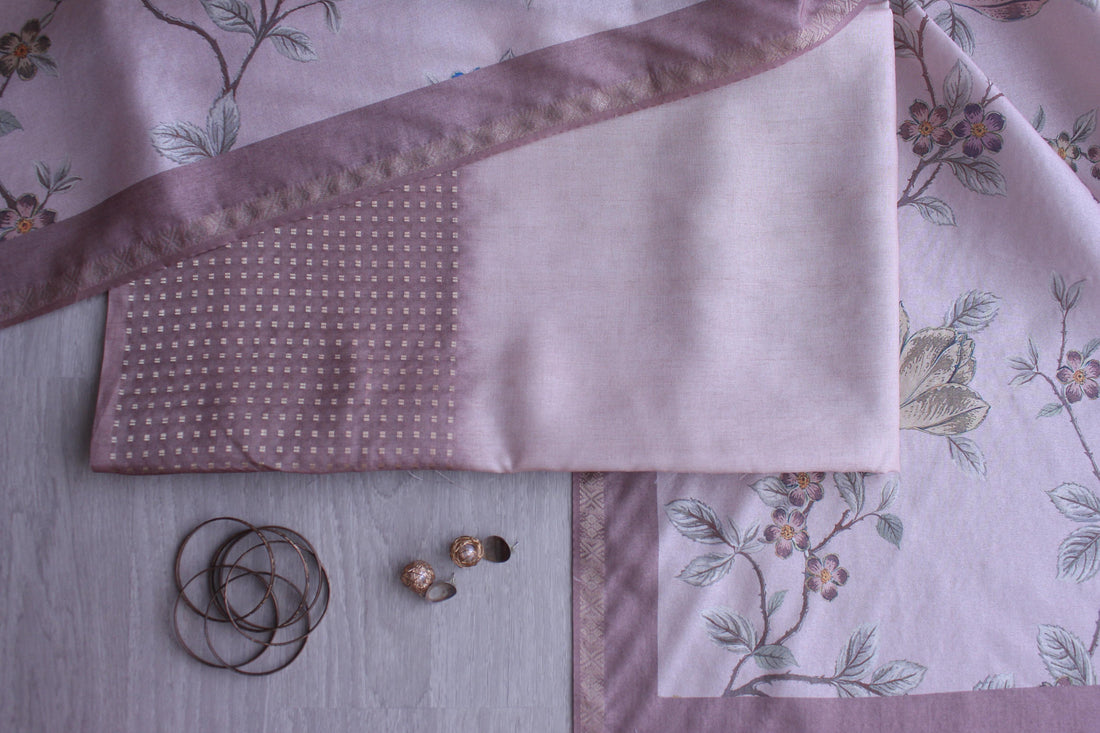 Soft Mauve Tussar Sequence Daman Unstitched Fabric