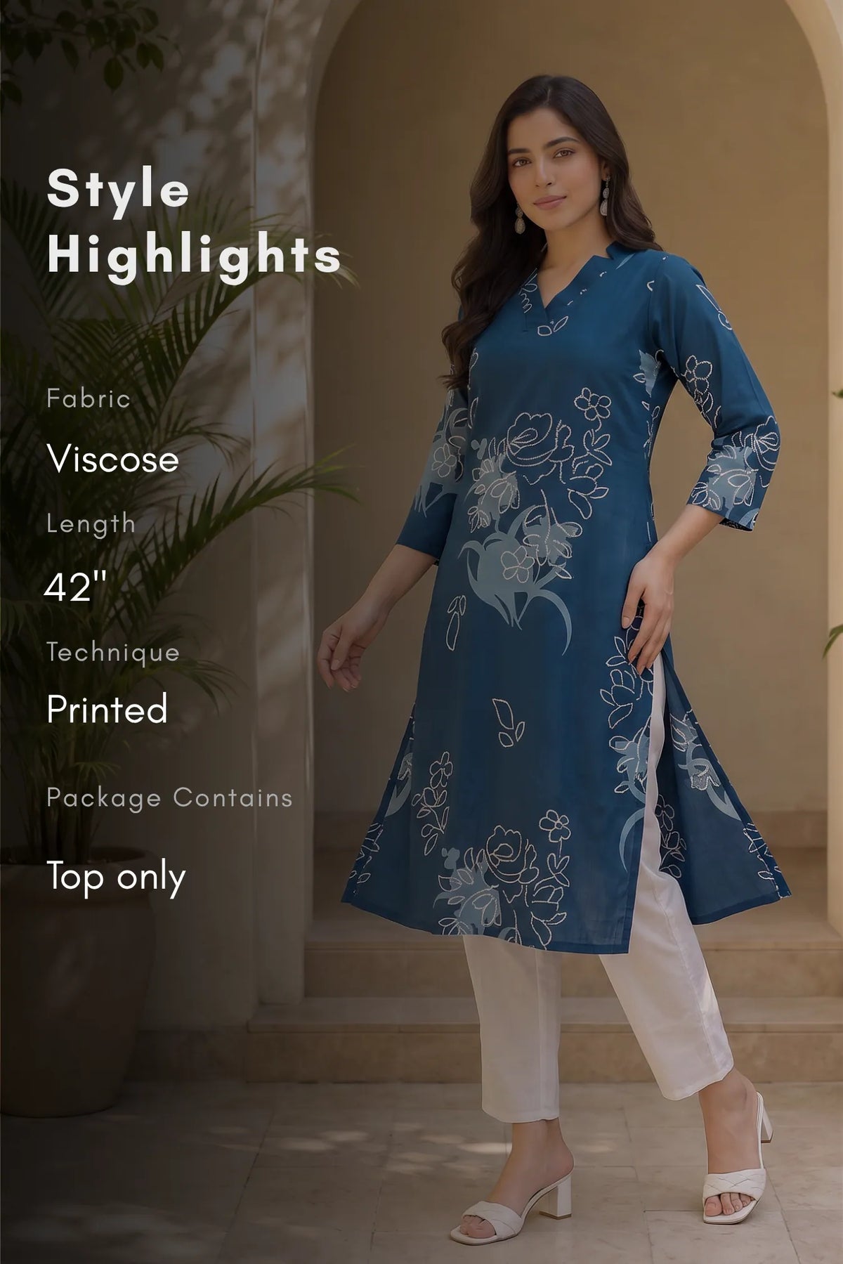 Rosevine Charm Floral Kurti Viscose Kurta