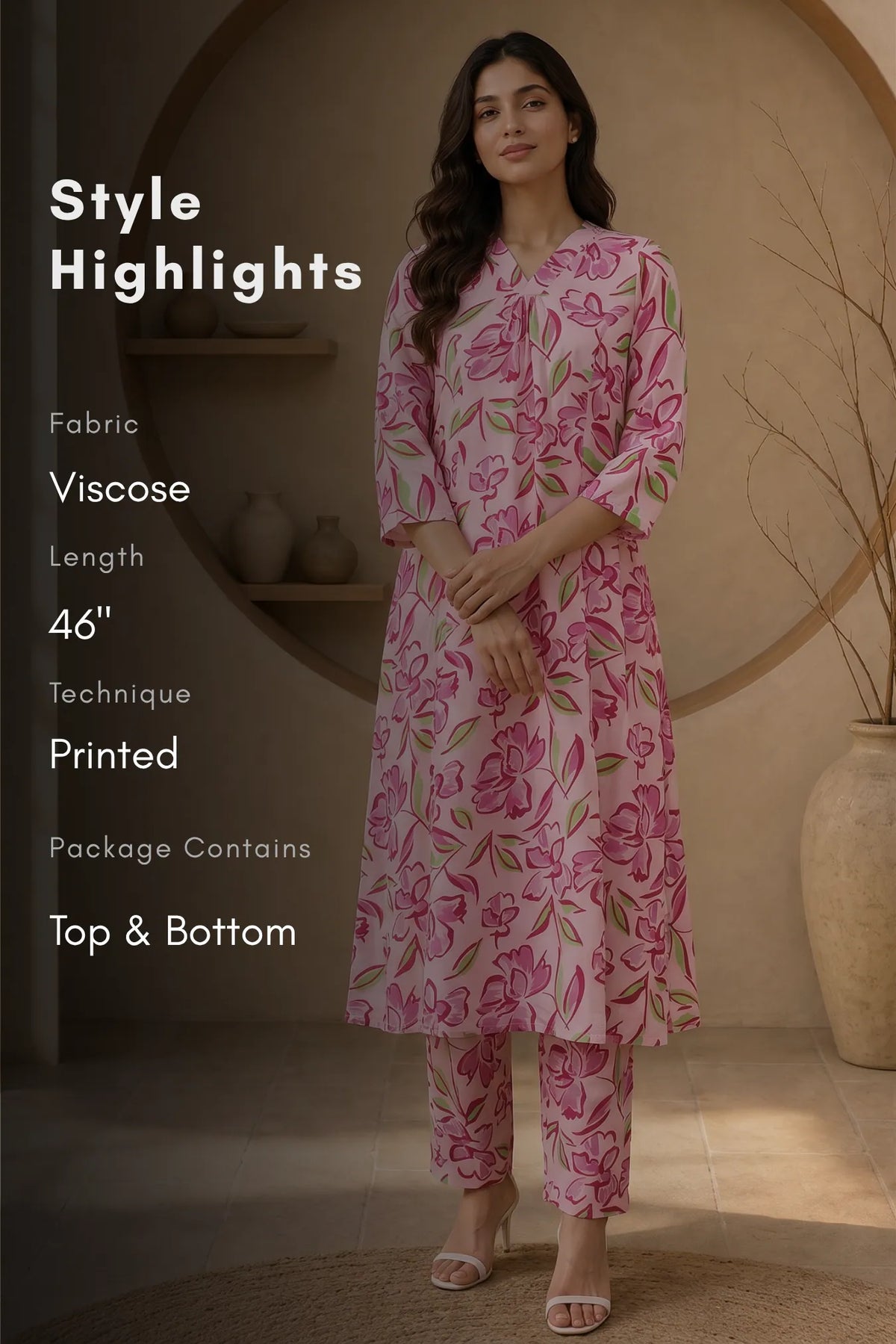 Blush Bloom Pink Printed Chic Matching Set