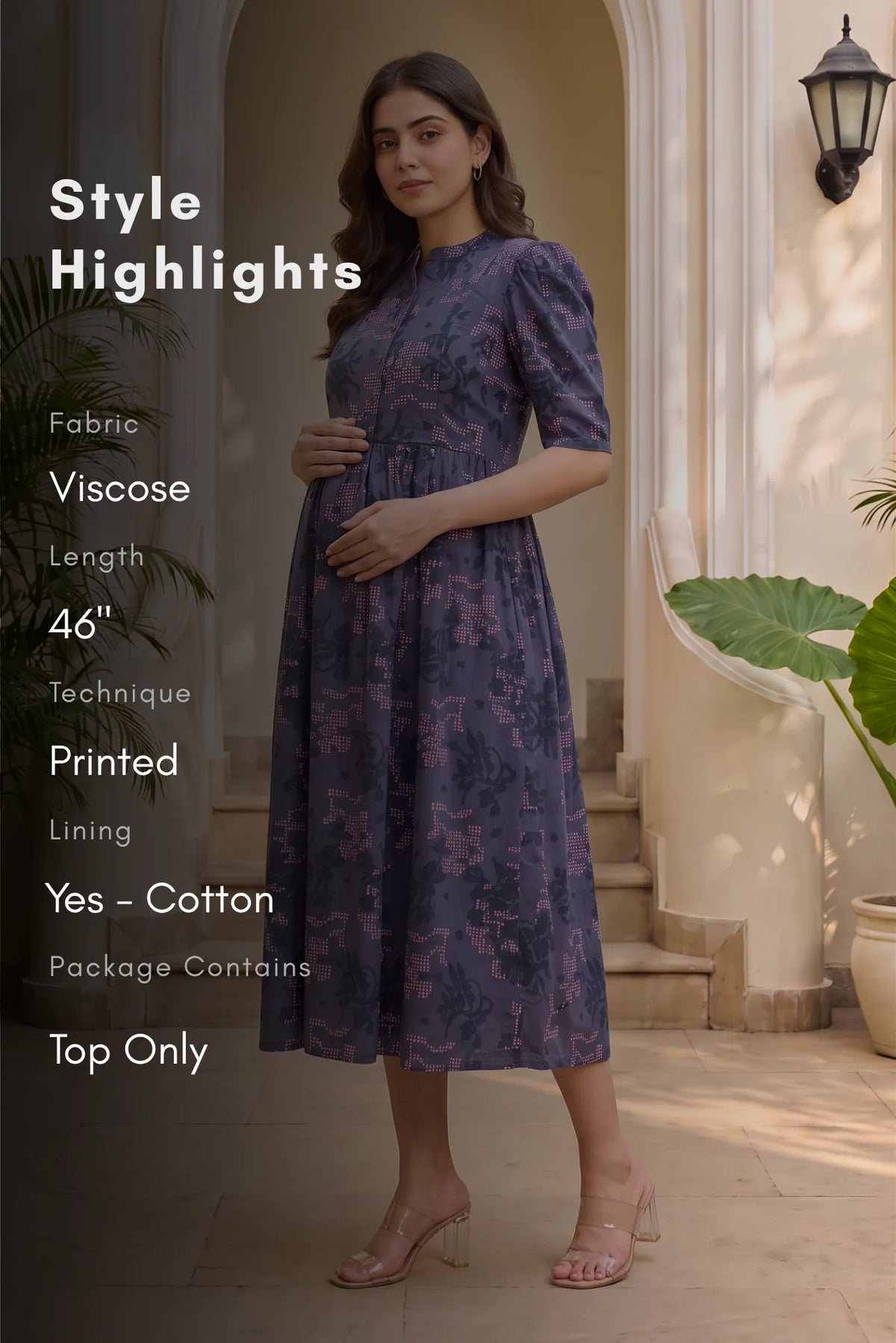 Blue Symphony Printed Maternity and Feeding Maxi Dress