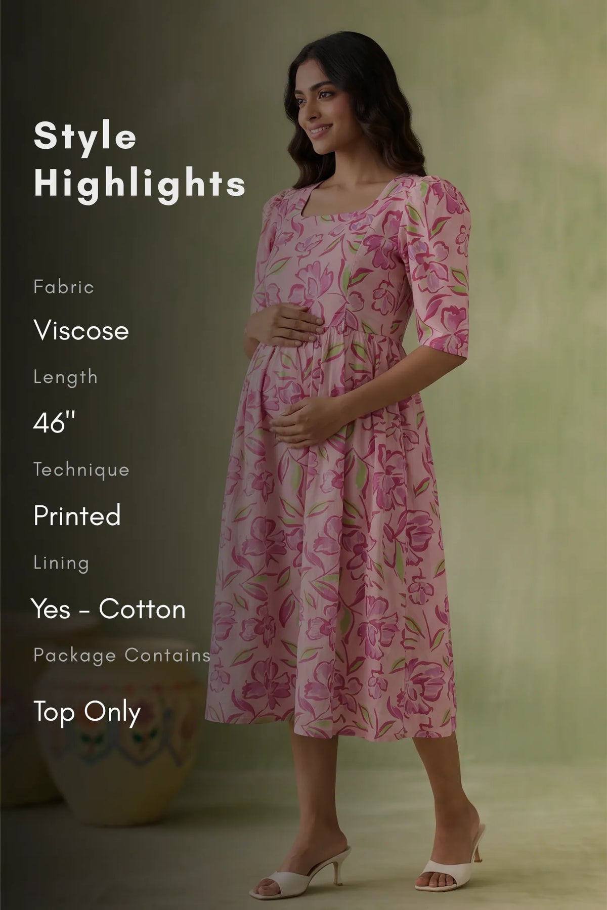 Petal Poise Printed Maternity Wear