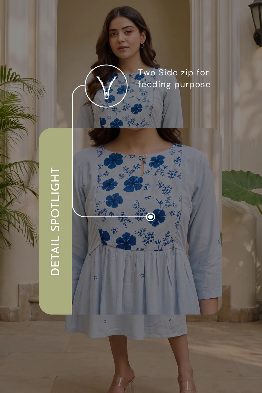 Bluebell Bloom Blue Floral Printed Maternity Maxi Dress