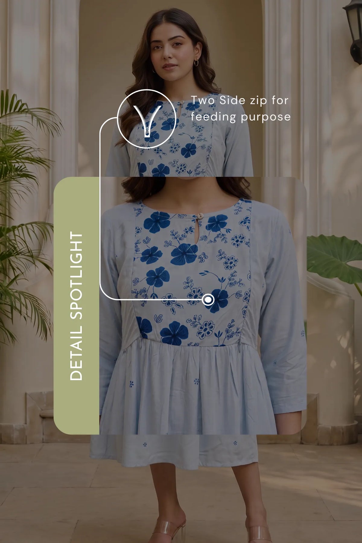 Bluebell Bloom Blue Floral Printed Maternity Maxi Dress