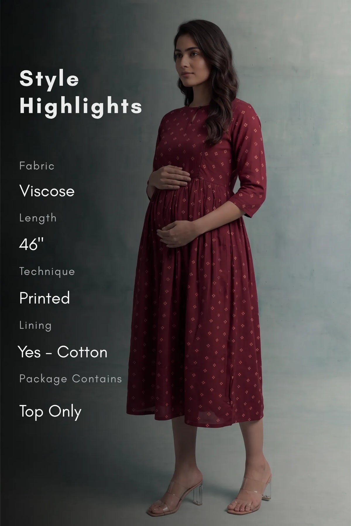 Berry Belle Maroon Printed Maternity Maxi Dress