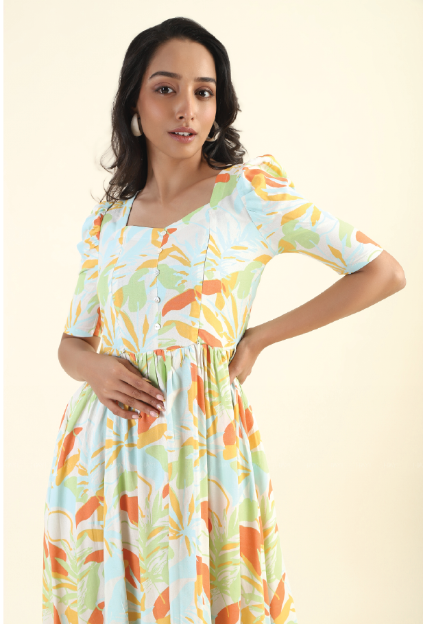 Lush Ember Beige printed with two sided zip feeding and maternity wear