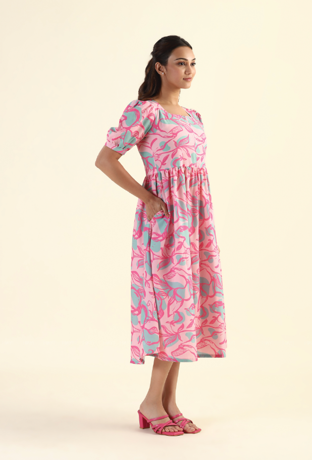 Wild Blush Pink printed feeding and maternity wear
