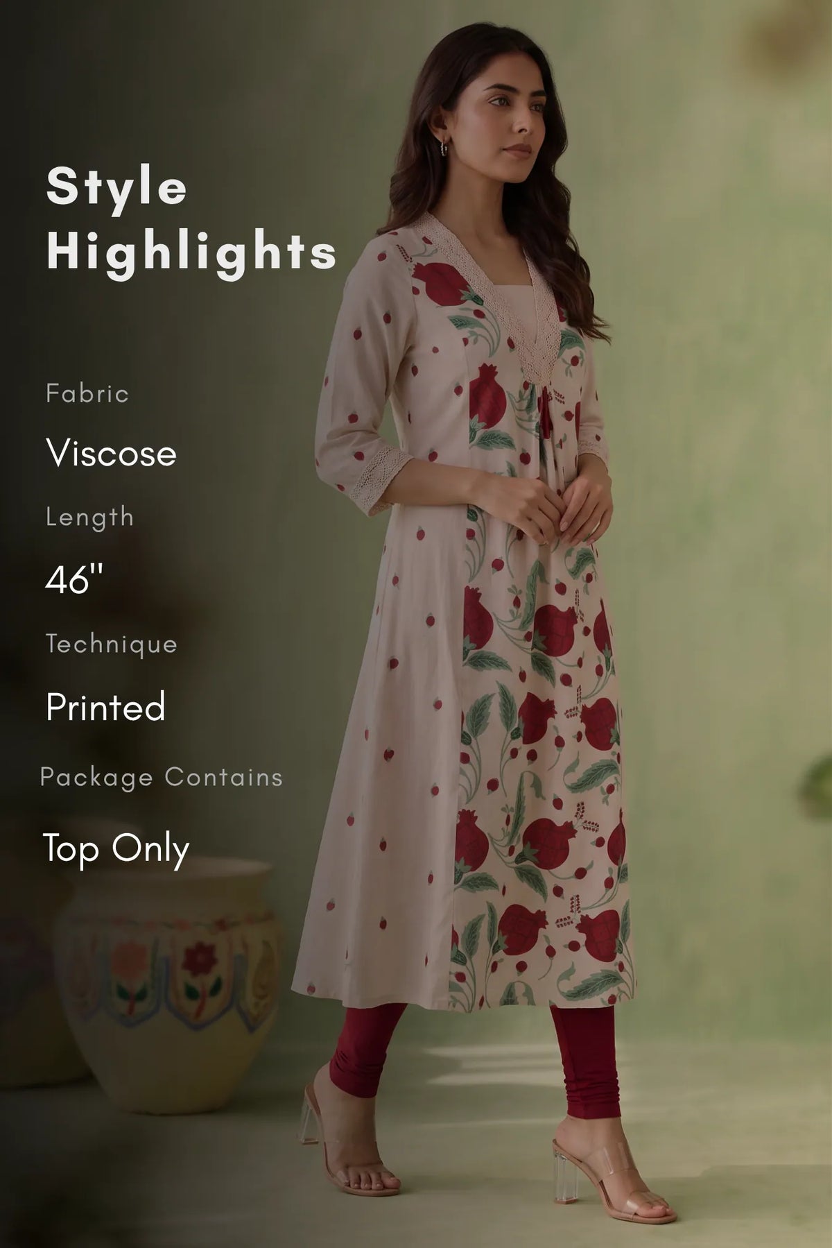 Floral Harmony Peach Viscose Printed A-Line Kurta