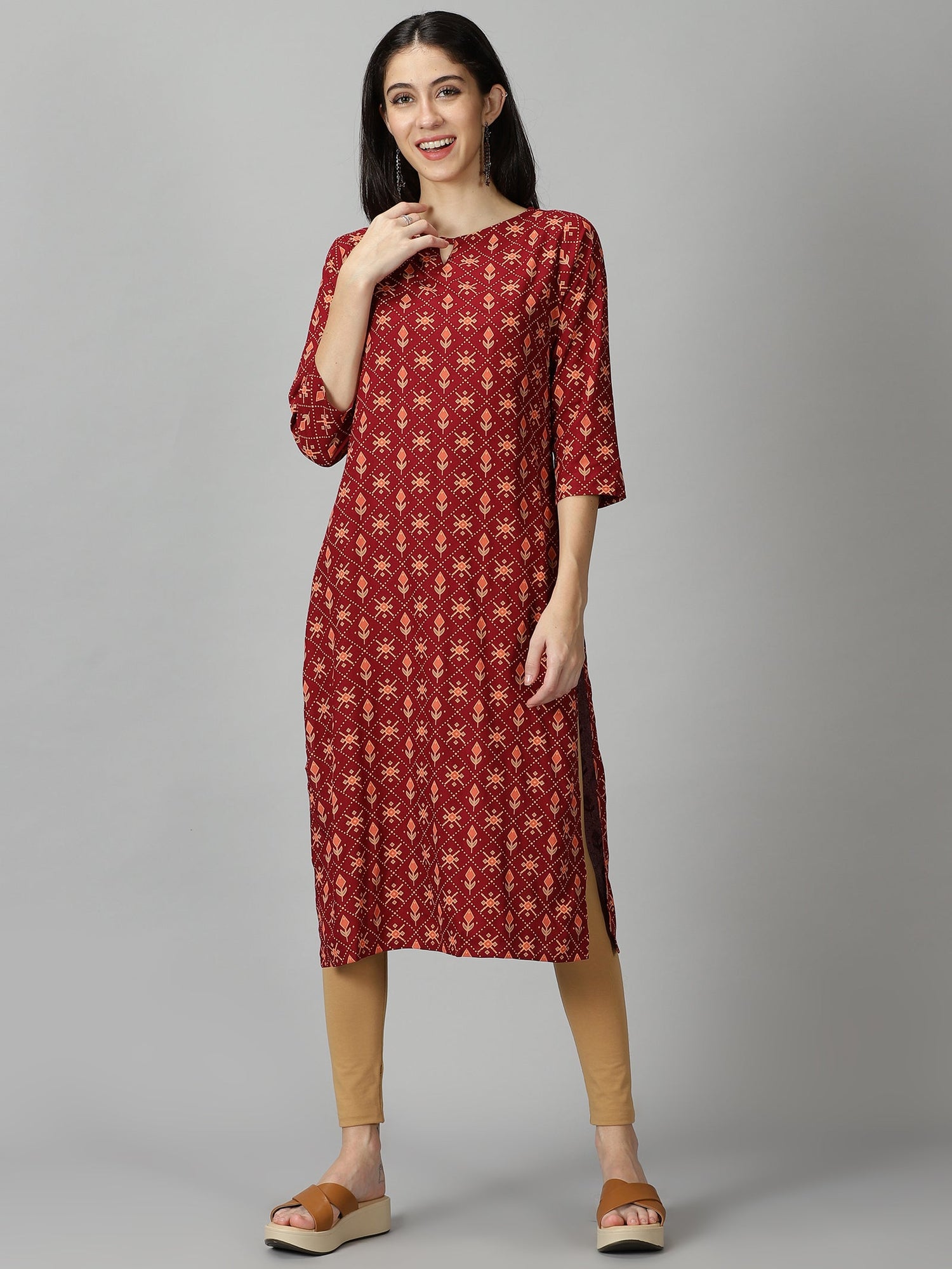 Geometric Flower Kurti