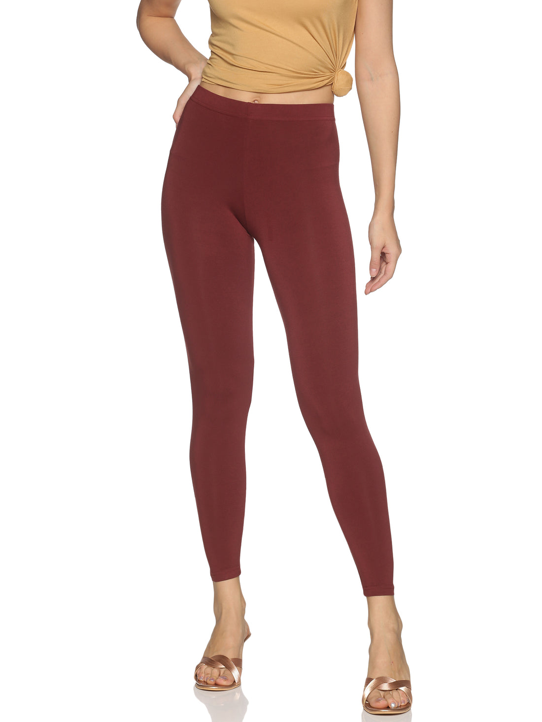 Coco Brown Cotton Ankle Leggings