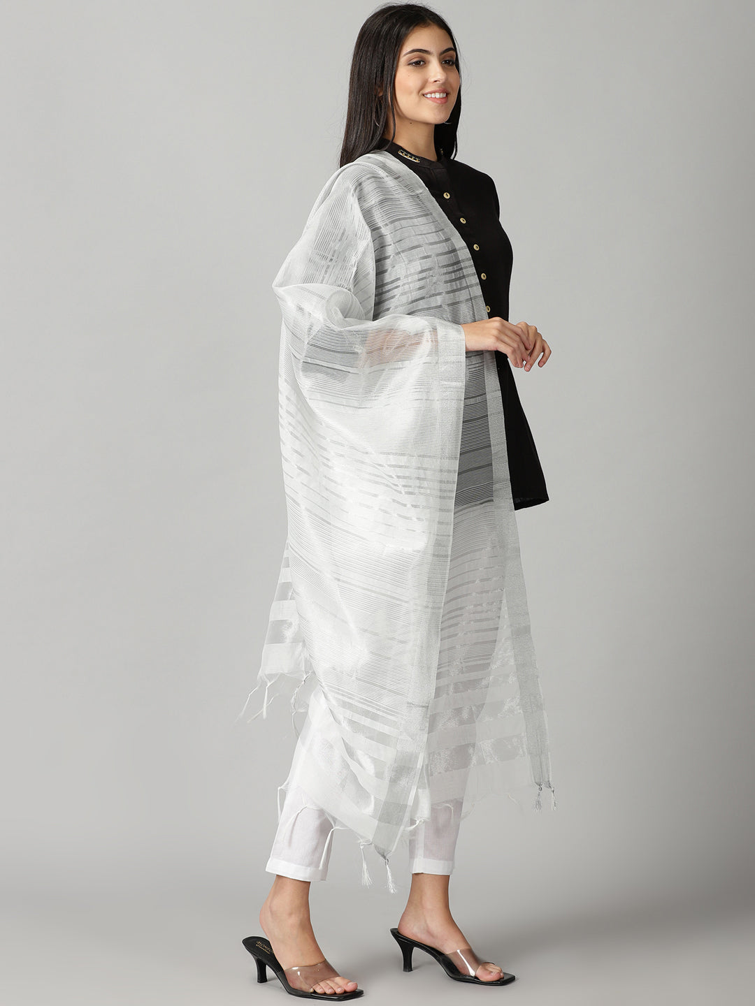 Silver Banarasi Dupatta