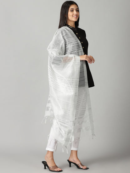 Silver Banarasi Dupatta