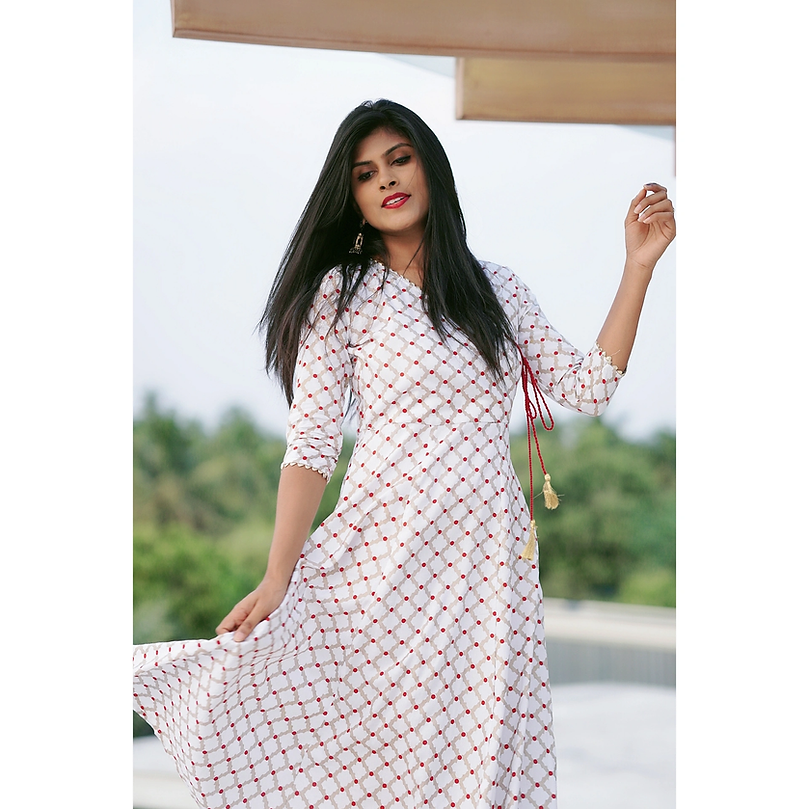 RED DOTS FESTIVE KURTI