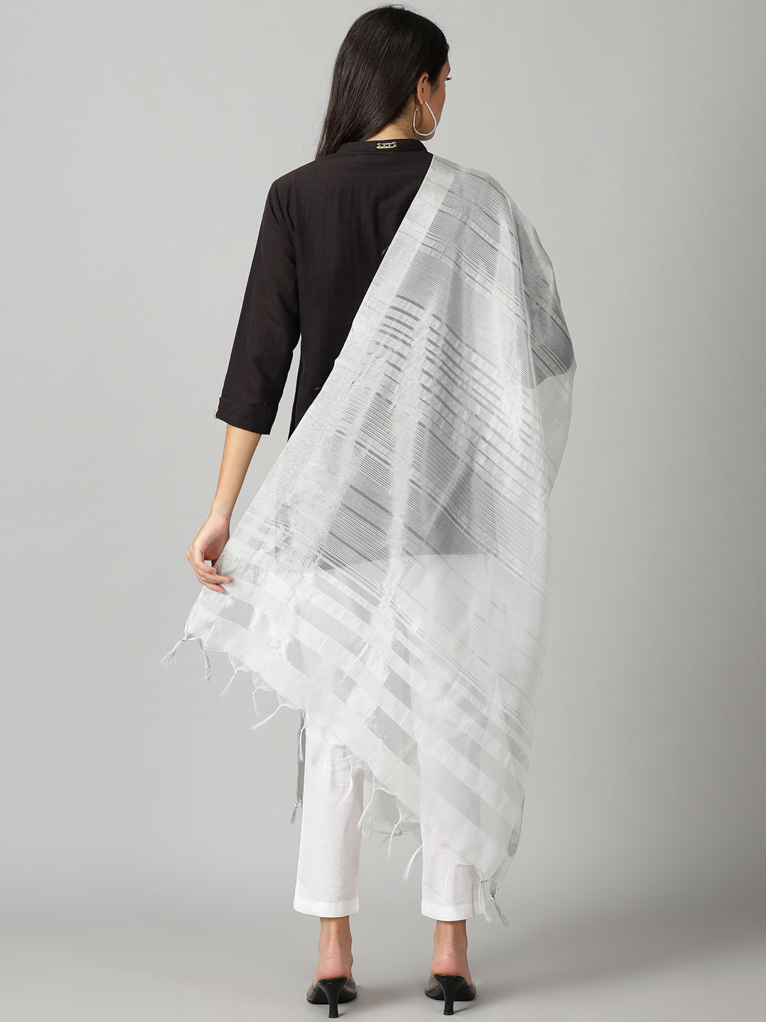 Silver Banarasi Dupatta