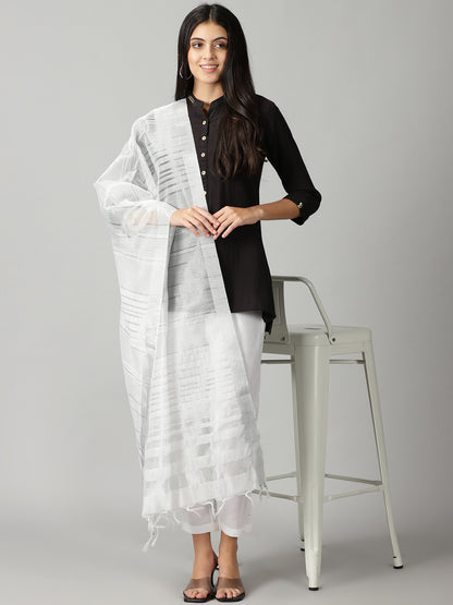 Silver Banarasi Dupatta